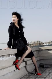 【丽柜LiGui】モデルチェンハイルン「赤と黒」シルクフット写真写真